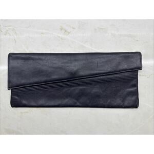 Vintage Jane Shilton Evening Bag Navy Blue Clutch Wallet Handbag Leather England